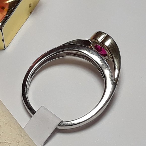 .80cttw Heart Cut Lab Ruby & Diamond 2 Level w/channel 10Kt 2Tone Ring #17127 - Picture 5 of 5